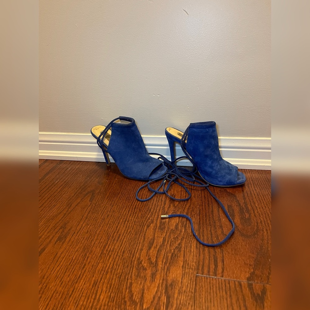 Blue Steve Madden lace up heels